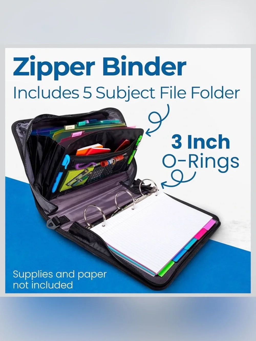 Case it Zipper Binder with Strap Red/Gray/Black